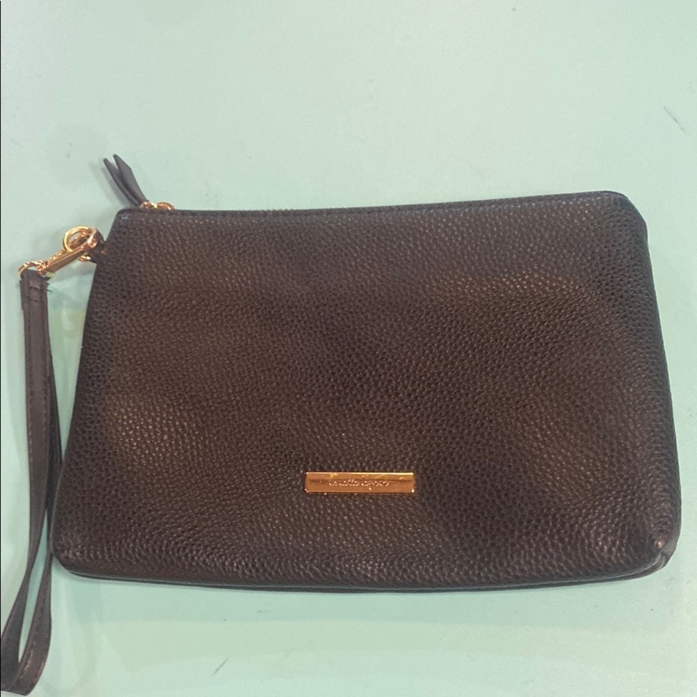 Nanette Lepore Black Wristlet Clutch Bag Convenient Sleek Minimalist